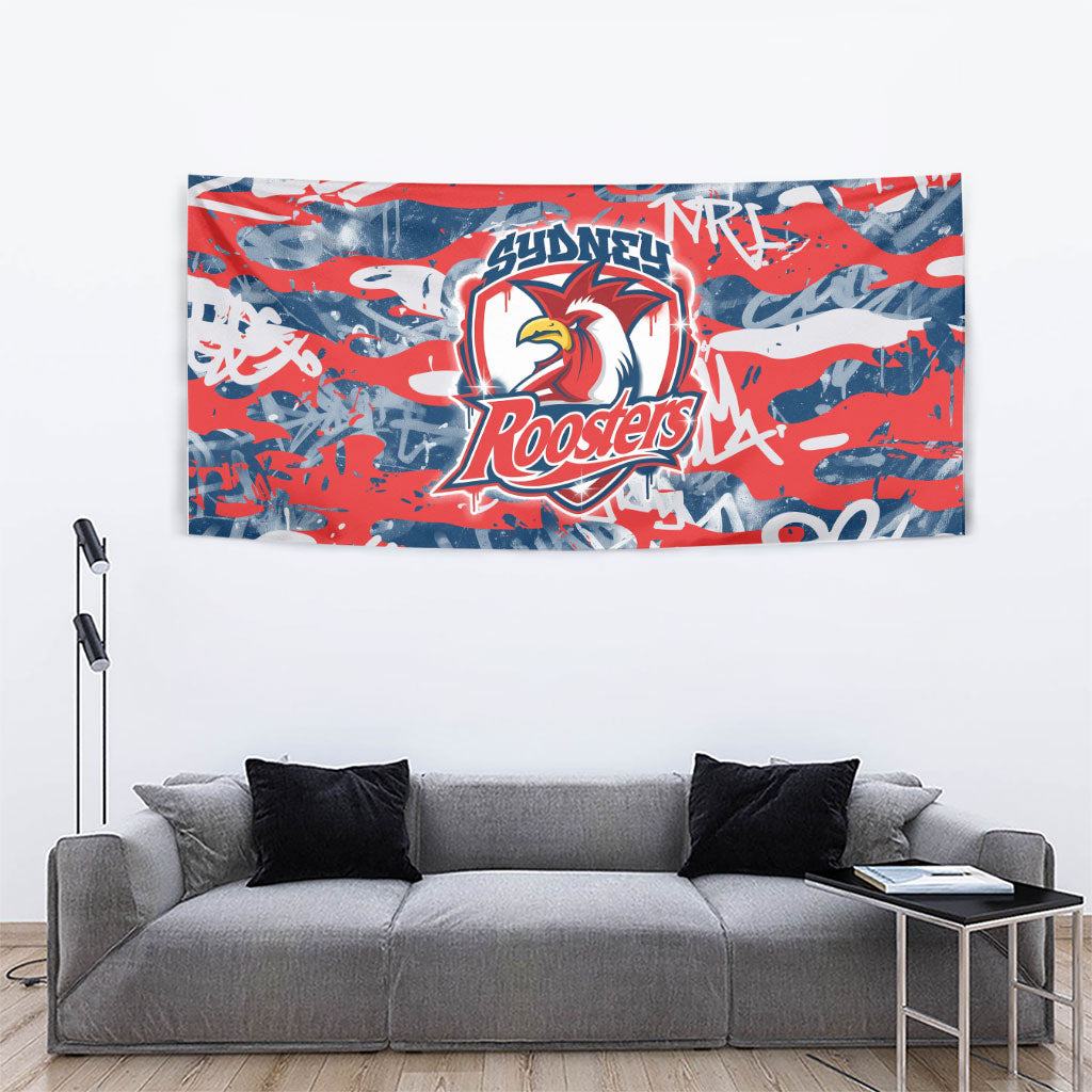 Sydney Roosters Rugby Tapestry Graffiti Typography Urban Camo Abstract Street Style