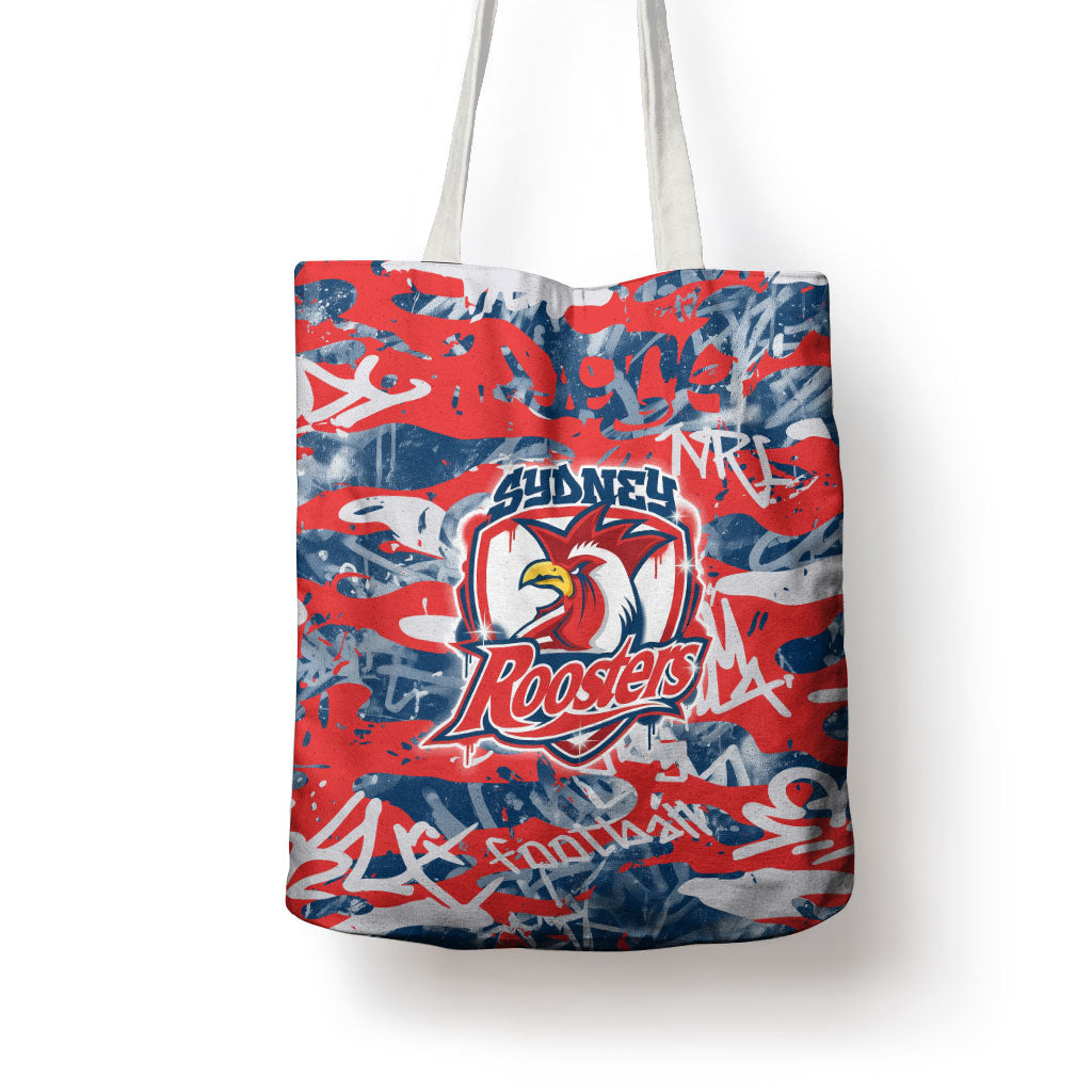 Sydney Roosters Rugby Tote Bag Graffiti Typography Urban Camo Abstract Street Style