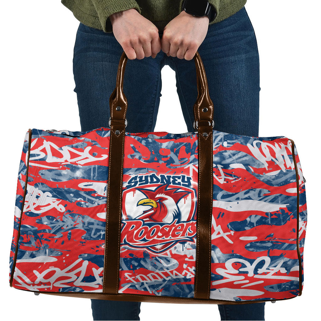 Sydney Roosters Rugby Travel Bag Graffiti Typography Urban Camo Abstract Street Style