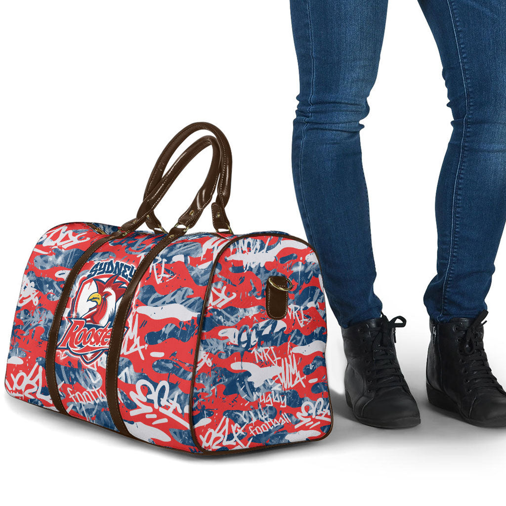 Sydney Roosters Rugby Travel Bag Graffiti Typography Urban Camo Abstract Street Style