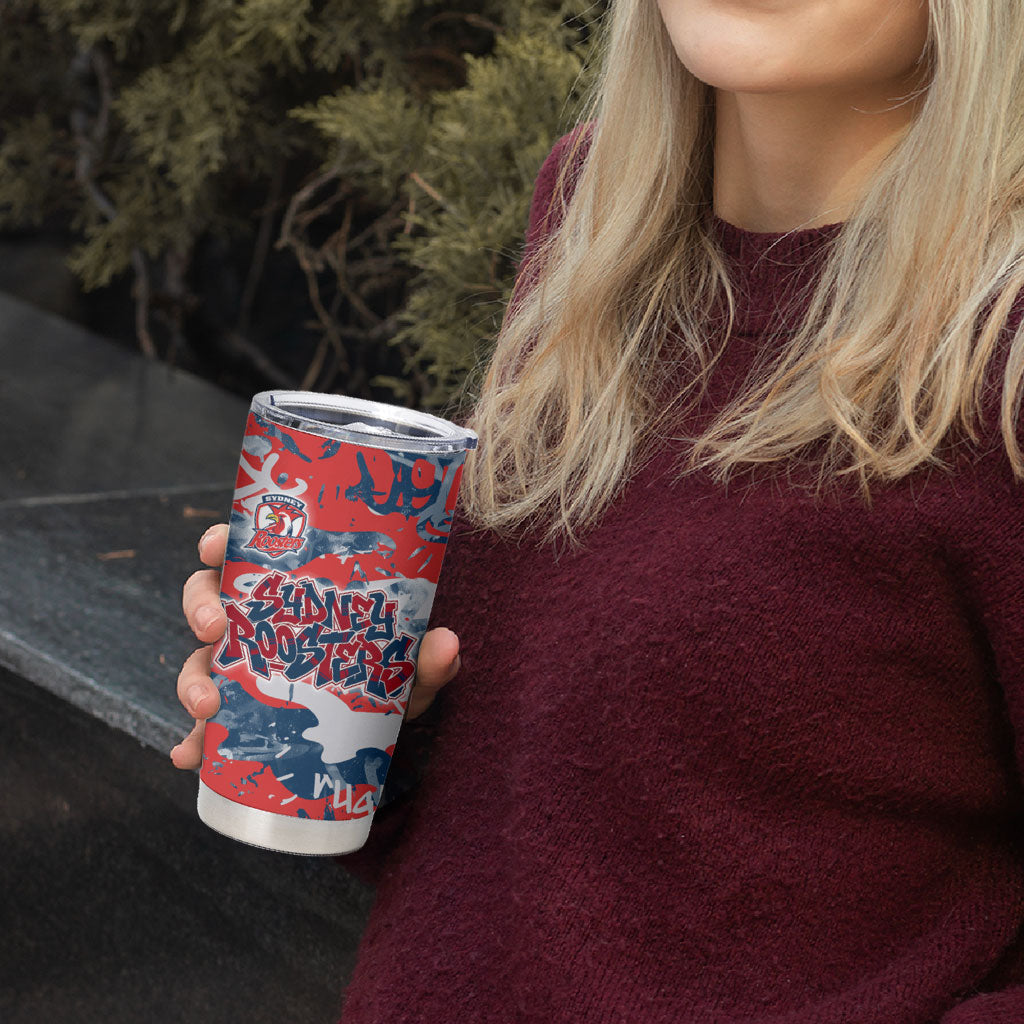 Sydney Roosters Rugby Tumbler Cup Graffiti Typography Urban Camo Abstract Street Style