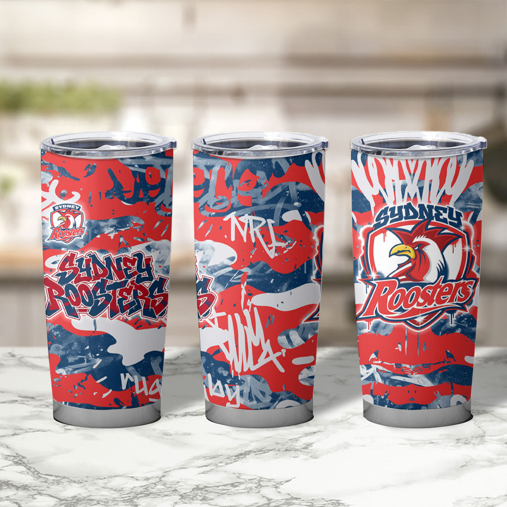 Sydney Roosters Rugby Tumbler Cup Graffiti Typography Urban Camo Abstract Street Style