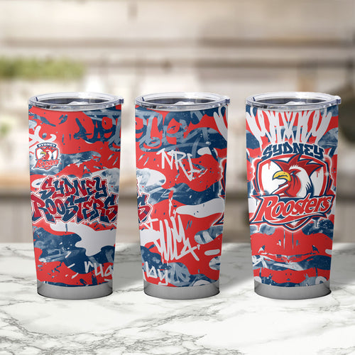 Sydney Roosters Rugby Tumbler Cup Graffiti Typography Urban Camo Abstract Street Style