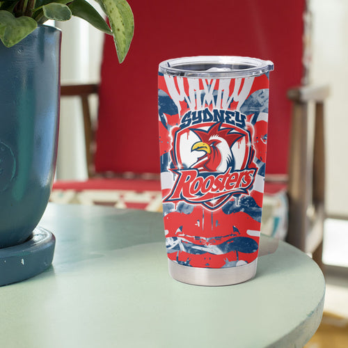 Sydney Roosters Rugby Tumbler Cup Graffiti Typography Urban Camo Abstract Street Style