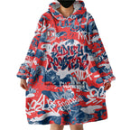 Sydney Roosters Rugby Wearable Blanket Hoodie Graffiti Typography Urban Camo Abstract Street Style