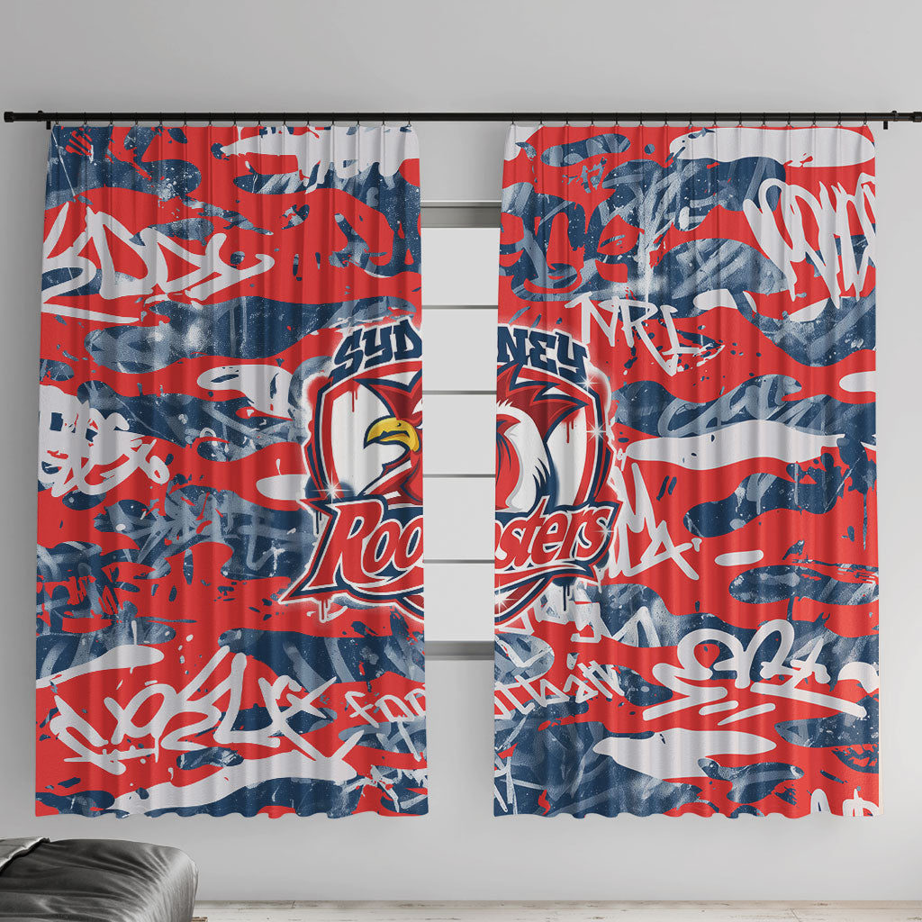 Sydney Roosters Rugby Window Curtain Graffiti Typography Urban Camo Abstract Street Style
