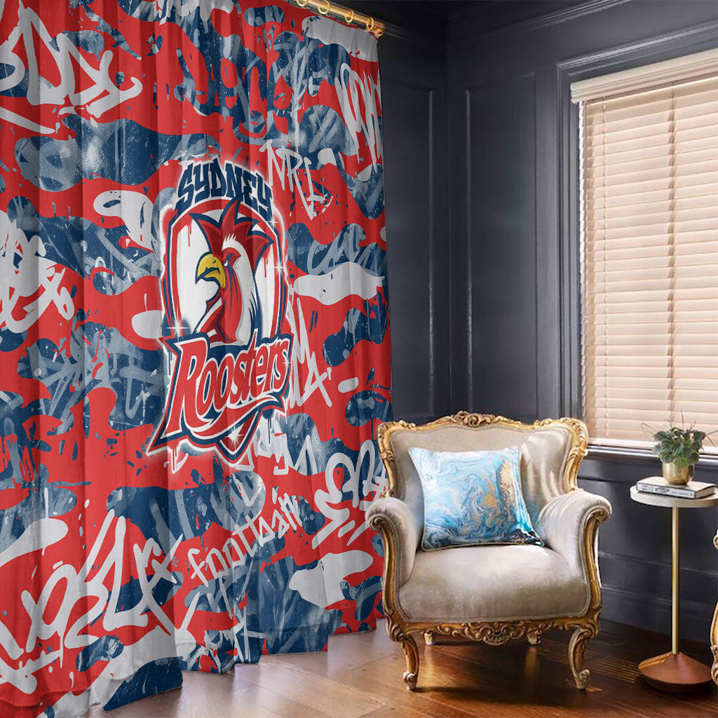 Sydney Roosters Rugby Window Curtain Graffiti Typography Urban Camo Abstract Street Style
