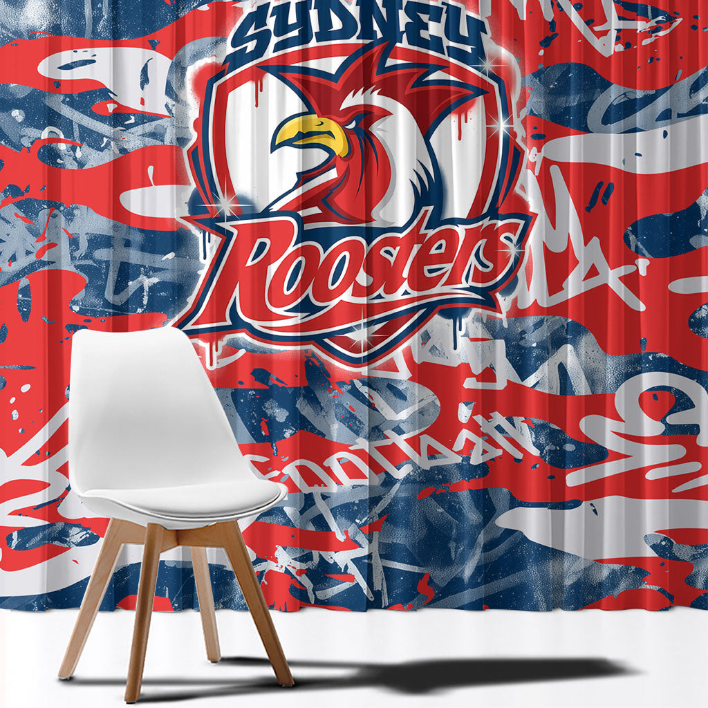 Sydney Roosters Rugby Window Curtain Graffiti Typography Urban Camo Abstract Street Style