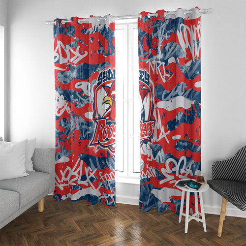 Sydney Roosters Rugby Window Curtain Graffiti Typography Urban Camo Abstract Street Style