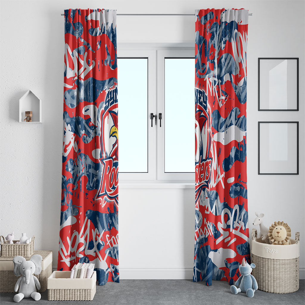 Sydney Roosters Rugby Window Curtain Graffiti Typography Urban Camo Abstract Street Style