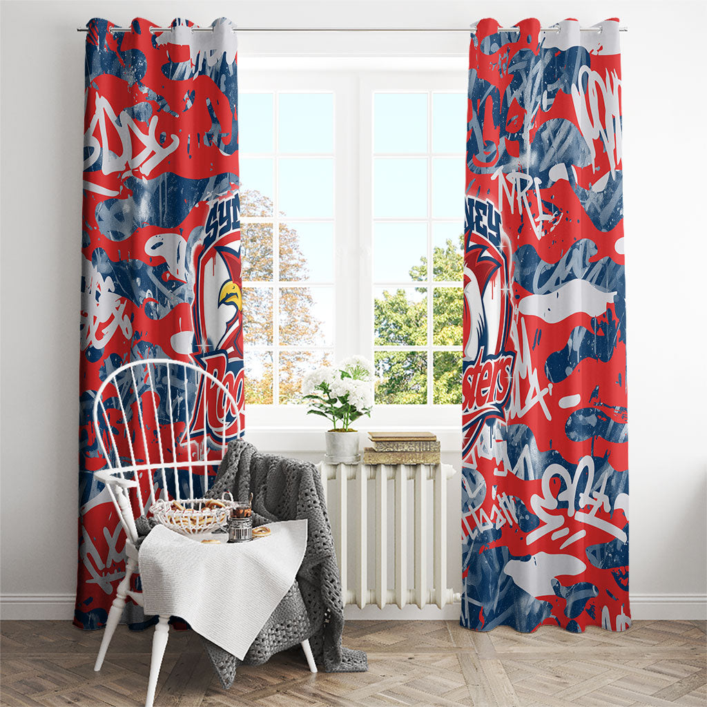 Sydney Roosters Rugby Window Curtain Graffiti Typography Urban Camo Abstract Street Style