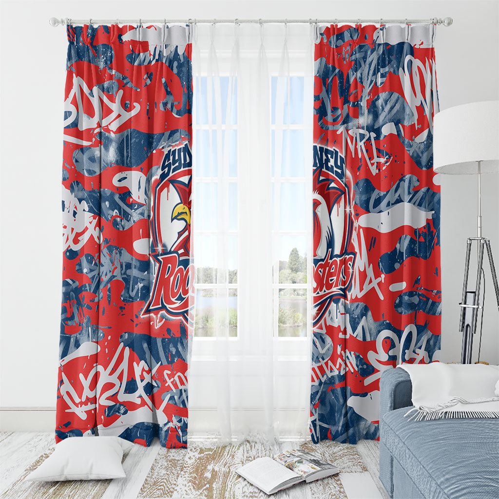 Sydney Roosters Rugby Window Curtain Graffiti Typography Urban Camo Abstract Street Style