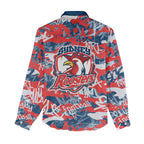 Sydney Roosters Rugby Women Casual Shirt Graffiti Typography Urban Camo Abstract Street Style
