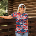 Sydney Roosters Rugby Women Polo Shirt Graffiti Typography Urban Camo Abstract Street Style