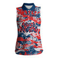 Sydney Roosters Rugby Women Sleeveless Polo Shirt Graffiti Typography Urban Camo Abstract Street Style