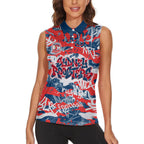 Sydney Roosters Rugby Women Sleeveless Polo Shirt Graffiti Typography Urban Camo Abstract Street Style
