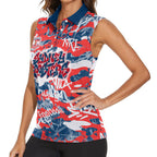 Sydney Roosters Rugby Women Sleeveless Polo Shirt Graffiti Typography Urban Camo Abstract Street Style