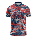 Sydney Roosters Rugby Zipper Polo Shirt Graffiti Typography Urban Camo Abstract Street Style