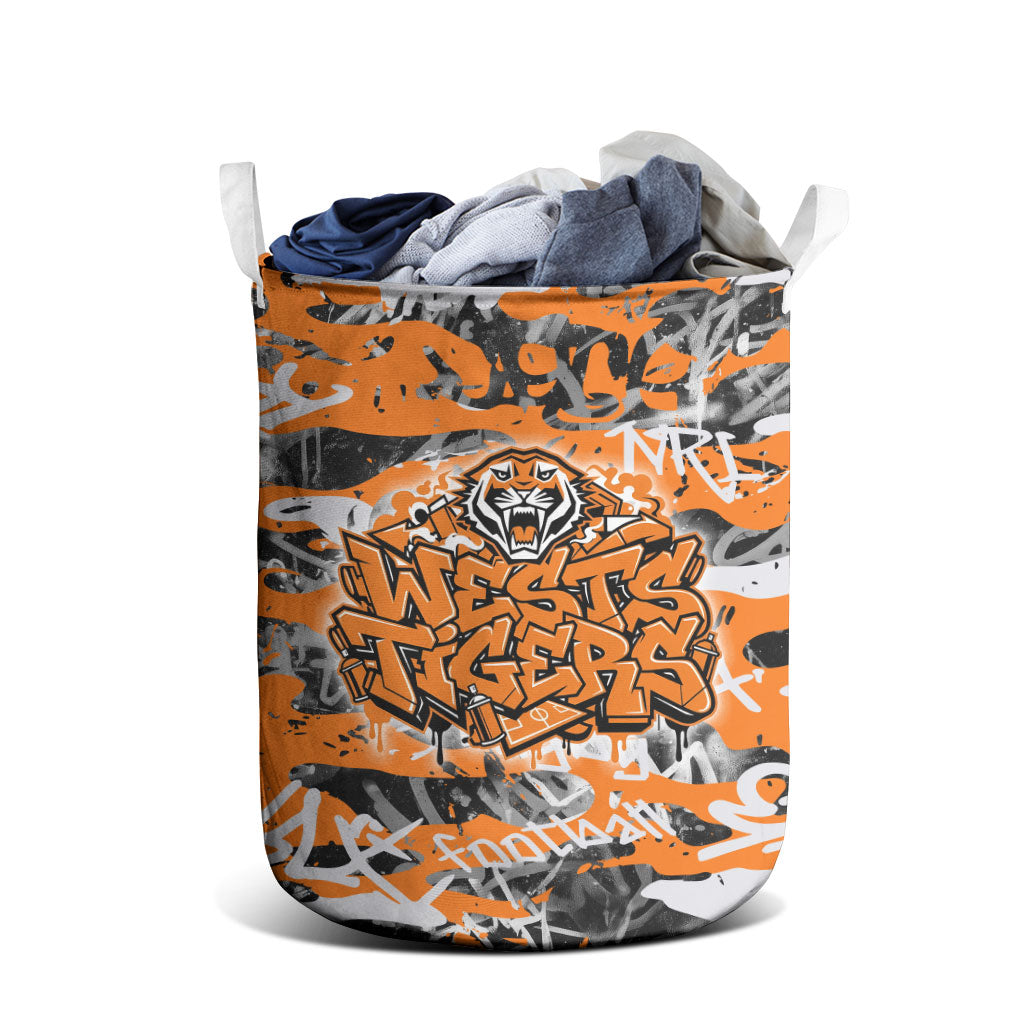 Wests Tigers Rugby Laundry Basket Graffiti Typography Urban Camo Abstract Street Style