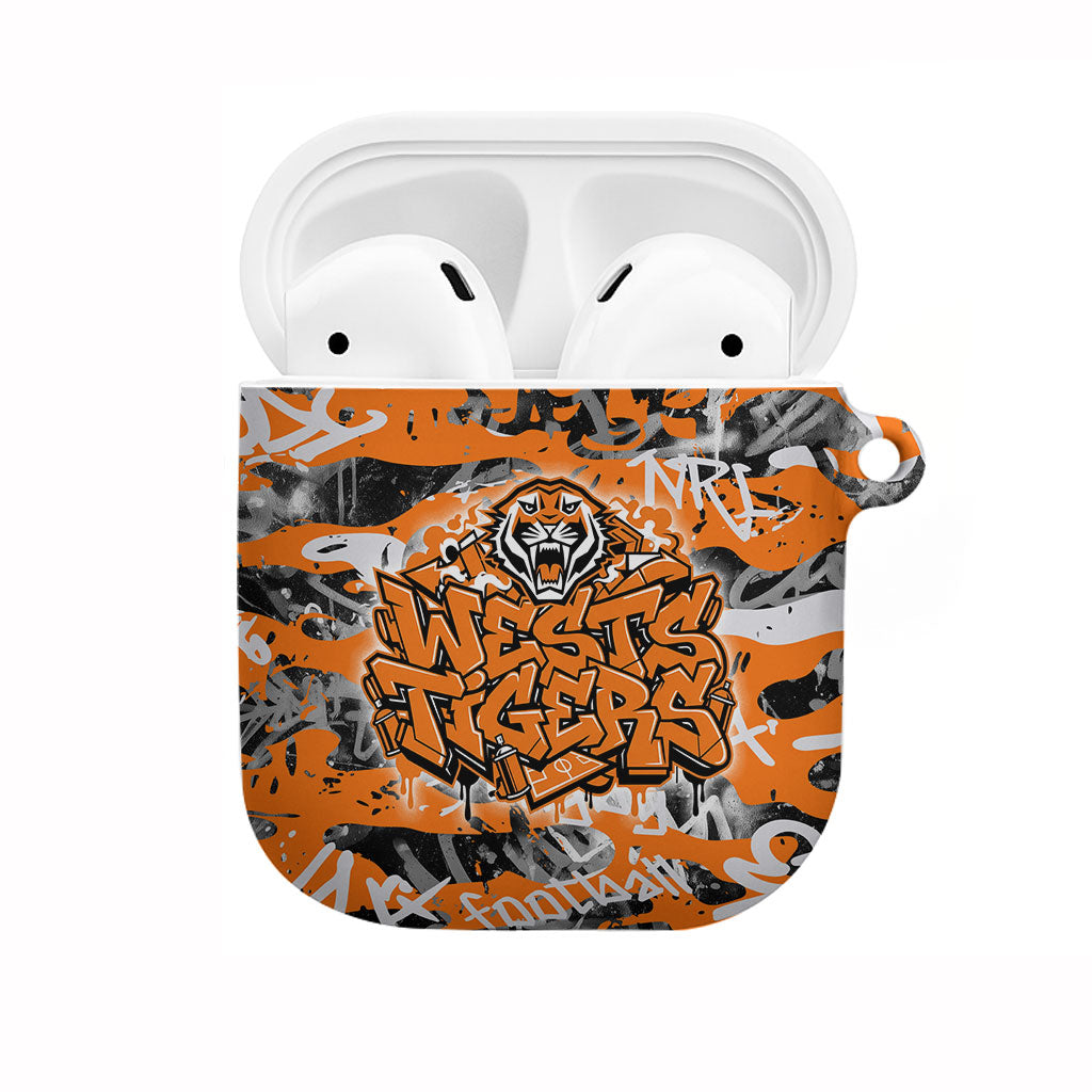 Wests Tigers Rugby AirPods Case Graffiti Typography Urban Camo Abstract Street Style