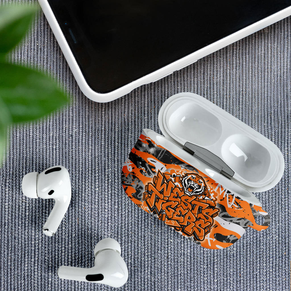 Wests Tigers Rugby AirPods Case Graffiti Typography Urban Camo Abstract Street Style