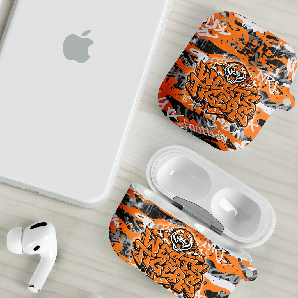 Wests Tigers Rugby AirPods Case Graffiti Typography Urban Camo Abstract Street Style
