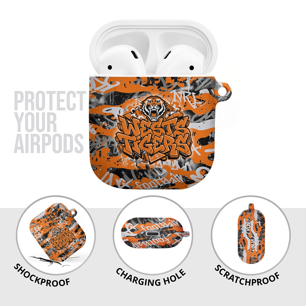 Wests Tigers Rugby AirPods Case Graffiti Typography Urban Camo Abstract Street Style