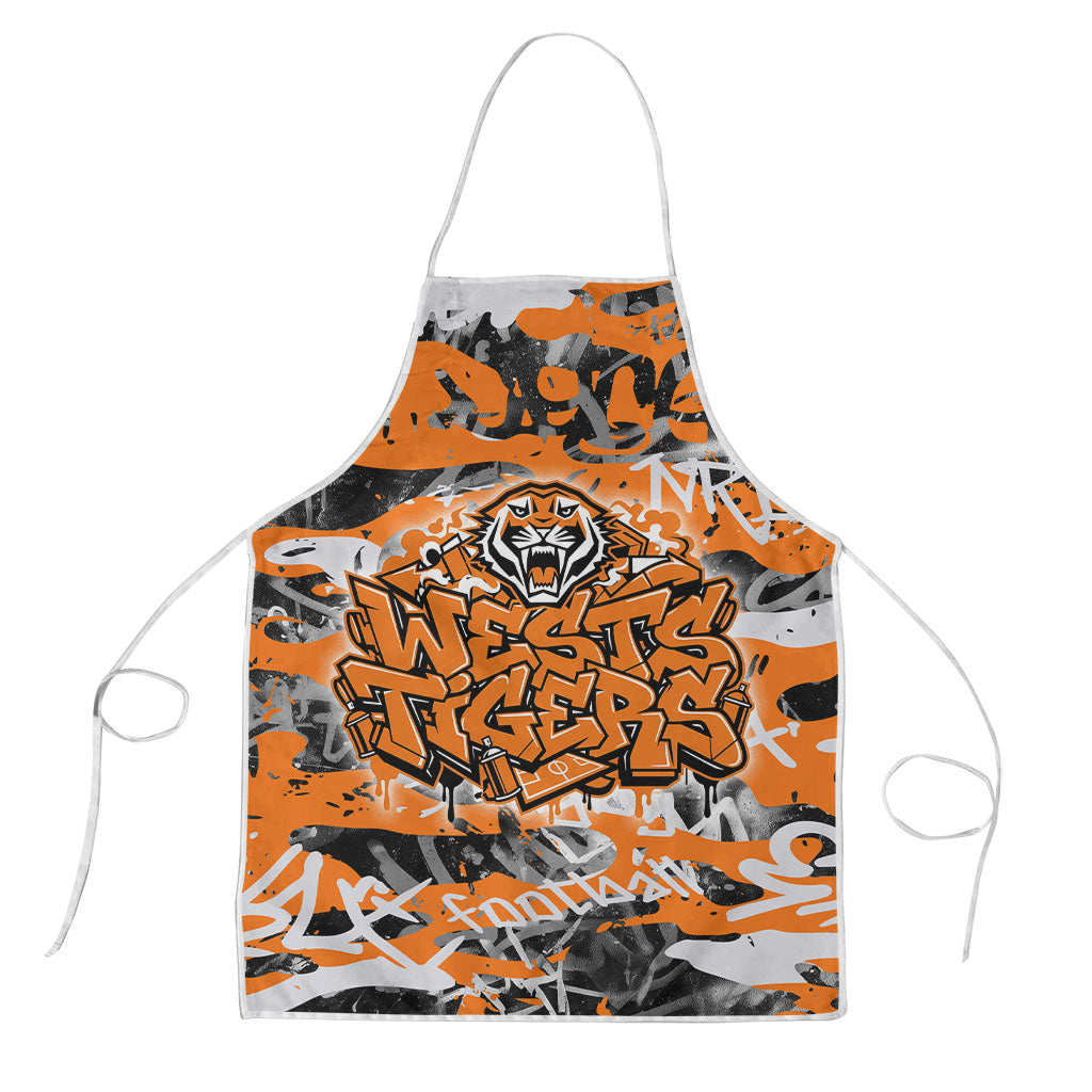Wests Tigers Rugby Apron Graffiti Typography Urban Camo Abstract Street Style