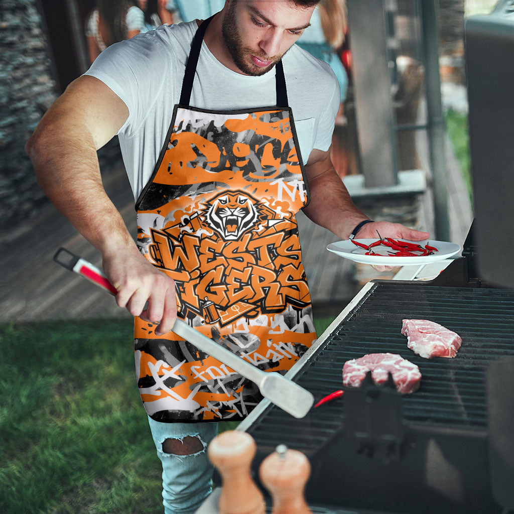 Wests Tigers Rugby Apron Graffiti Typography Urban Camo Abstract Street Style