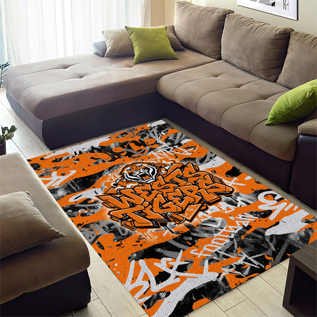 Wests Tigers Rugby Area Rug Graffiti Typography Urban Camo Abstract Street Style
