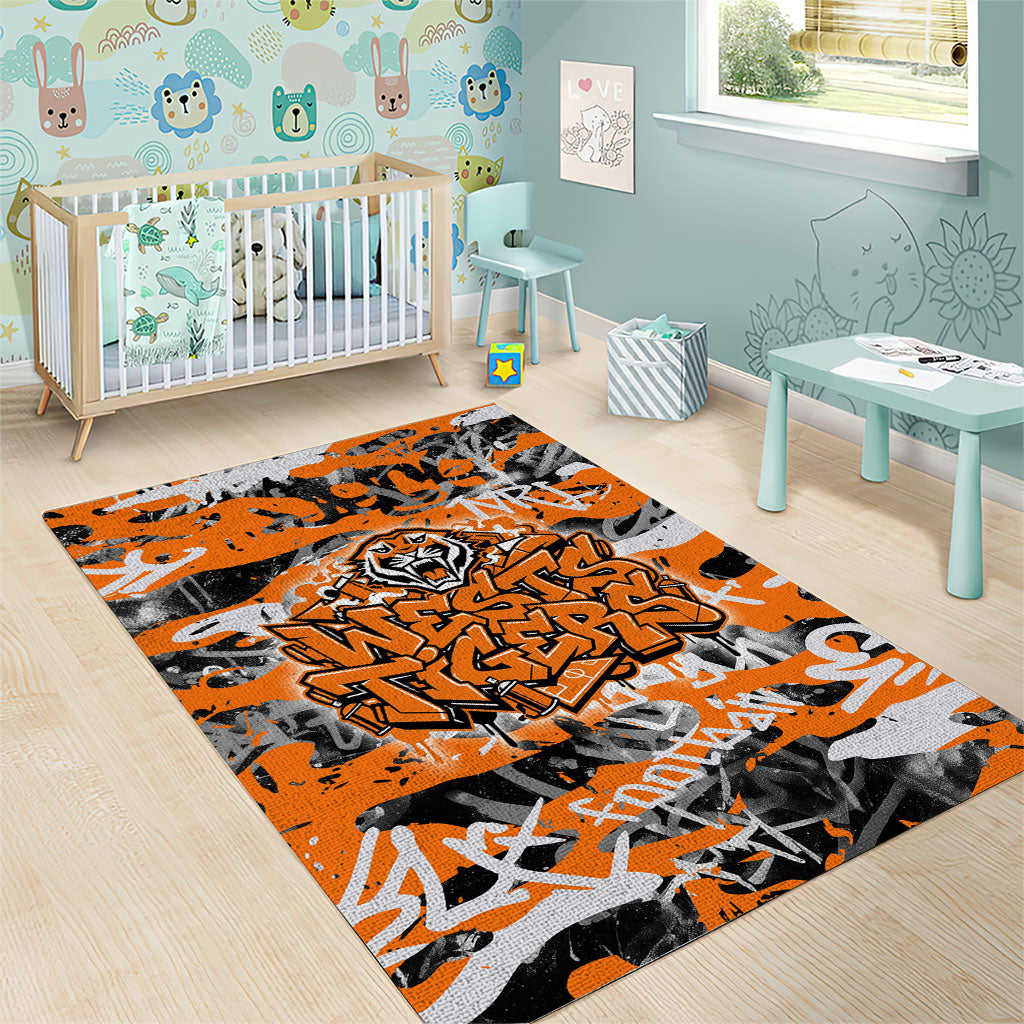 Wests Tigers Rugby Area Rug Graffiti Typography Urban Camo Abstract Street Style