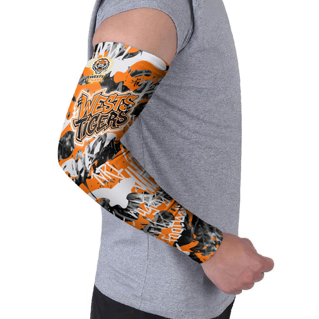 Wests Tigers Rugby Arm Sleeves Graffiti Typography Urban Camo Abstract Street Style