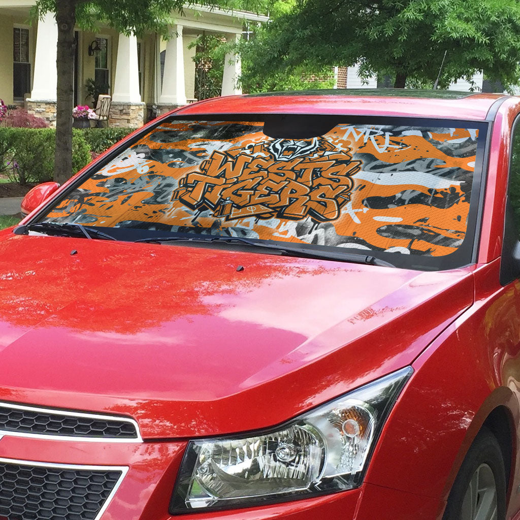 Wests Tigers Rugby Auto Sun Shade Graffiti Typography Urban Camo Abstract Street Style