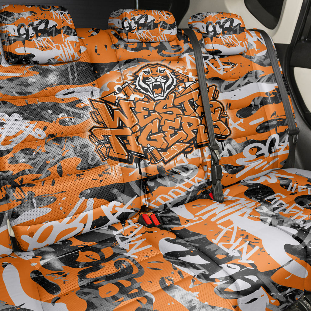 Wests Tigers Rugby Back Car Seat Cover Graffiti Typography Urban Camo Abstract Street Style