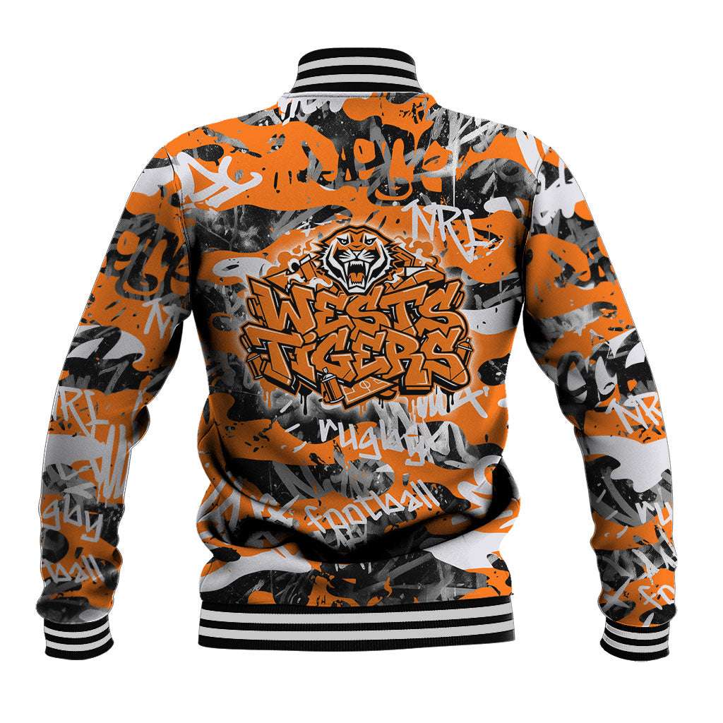 Wests Tigers Rugby Baseball Jacket Graffiti Typography Urban Camo Abstract Street Style