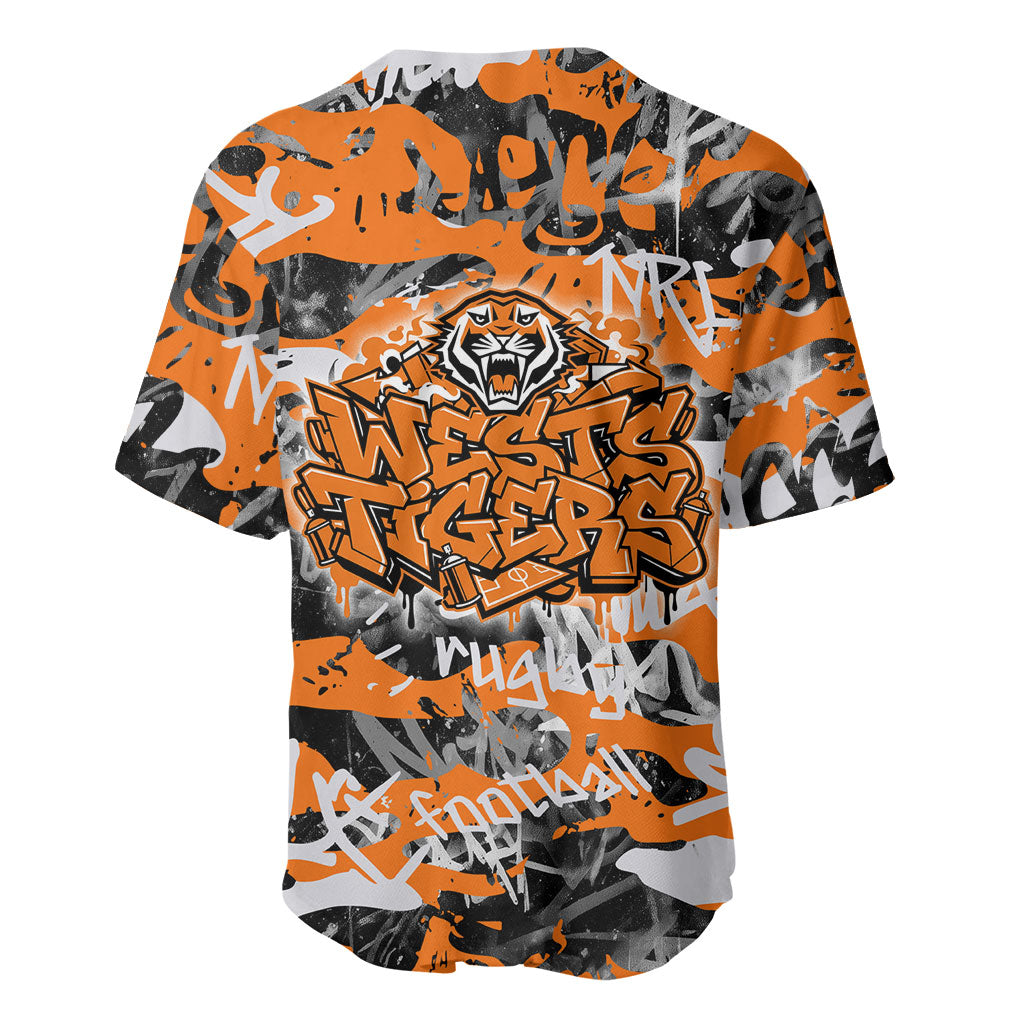 Wests Tigers Rugby Baseball Jersey Graffiti Typography Urban Camo Abstract Street Style