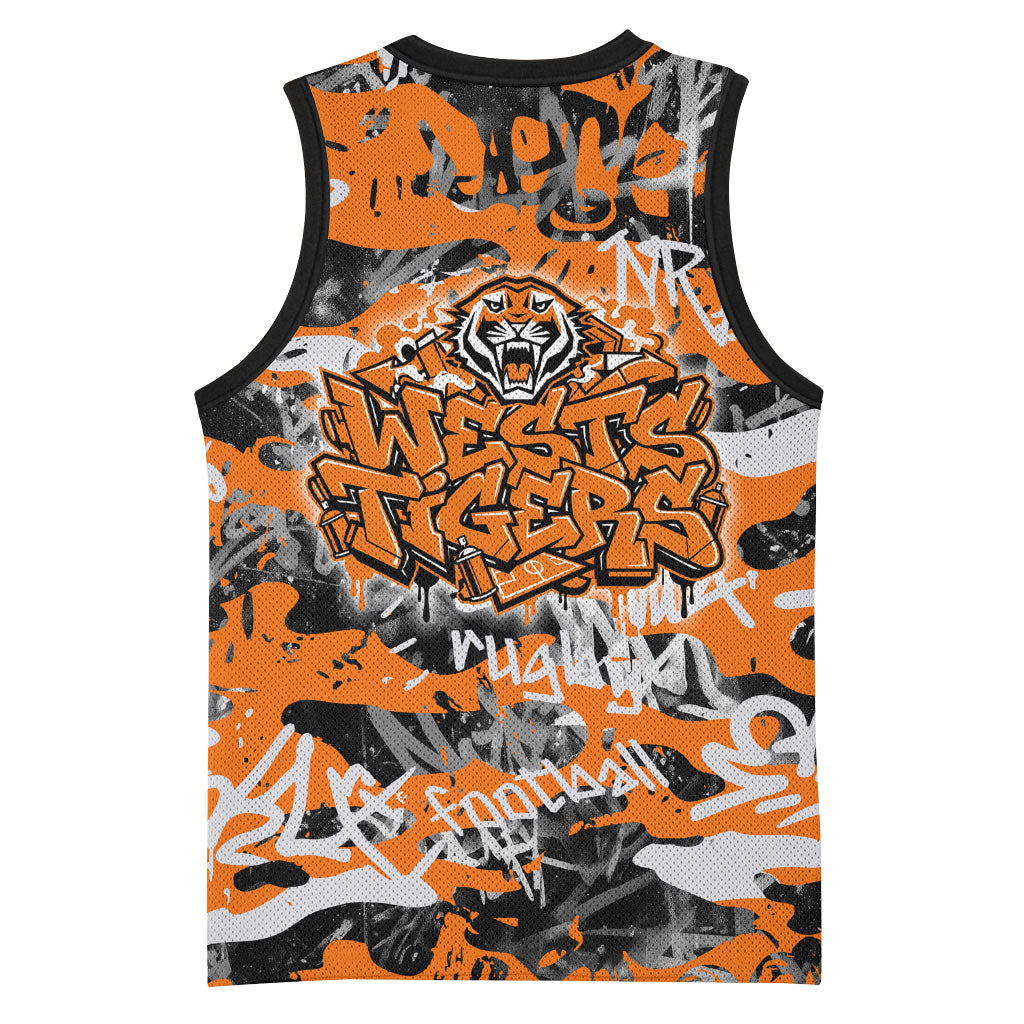 Wests Tigers Rugby Basketball Jersey Graffiti Typography Urban Camo Abstract Street Style