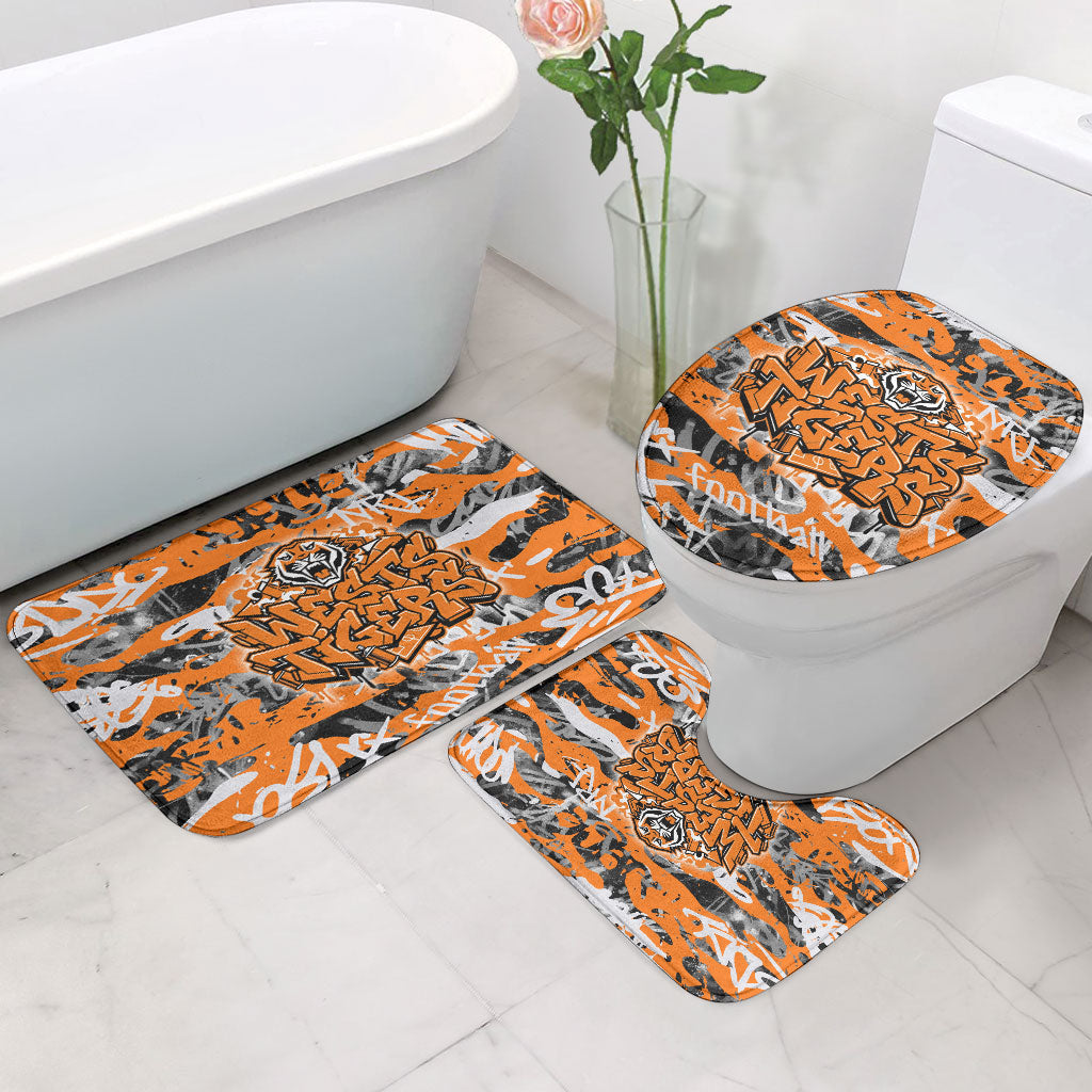 Wests Tigers Rugby Bathroom Set Graffiti Typography Urban Camo Abstract Street Style