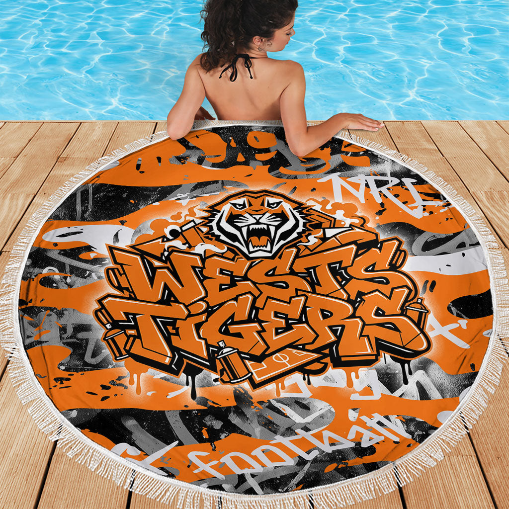Wests Tigers Rugby Beach Blanket Graffiti Typography Urban Camo Abstract Street Style