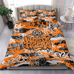 Wests Tigers Rugby Bedding Set Graffiti Typography Urban Camo Abstract Street Style