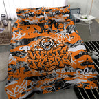 Wests Tigers Rugby Bedding Set Graffiti Typography Urban Camo Abstract Street Style