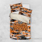 Wests Tigers Rugby Bedding Set Graffiti Typography Urban Camo Abstract Street Style