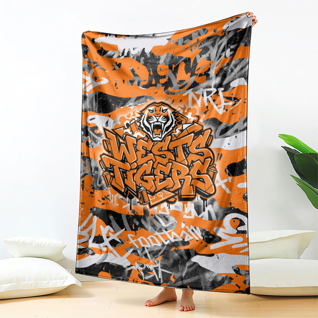 Wests Tigers Rugby Blanket Graffiti Typography Urban Camo Abstract Street Style