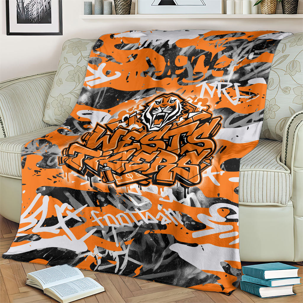 Wests Tigers Rugby Blanket Graffiti Typography Urban Camo Abstract Street Style