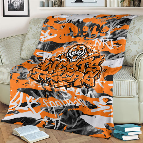 Wests Tigers Rugby Blanket Graffiti Typography Urban Camo Abstract Street Style