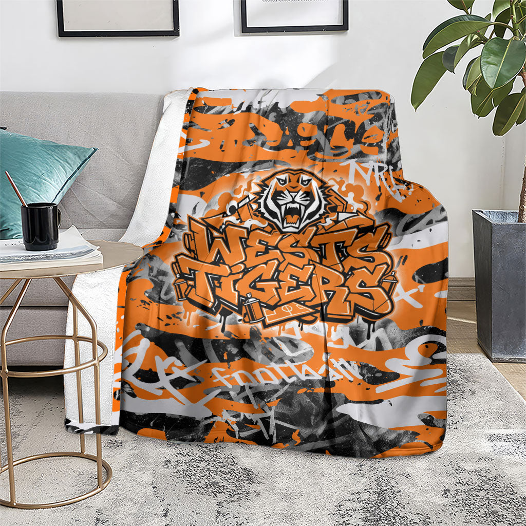 Wests Tigers Rugby Blanket Graffiti Typography Urban Camo Abstract Street Style