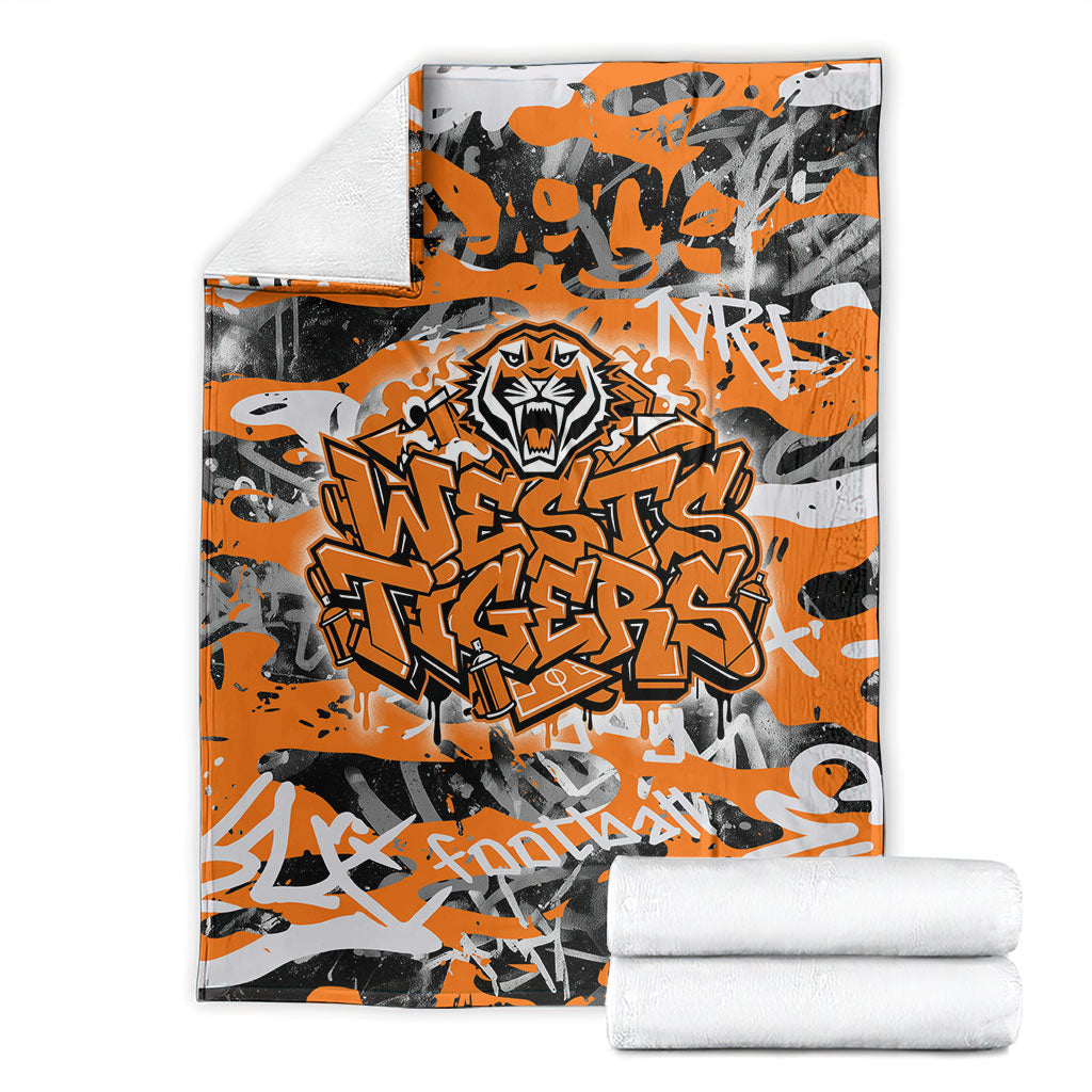 Wests Tigers Rugby Blanket Graffiti Typography Urban Camo Abstract Street Style