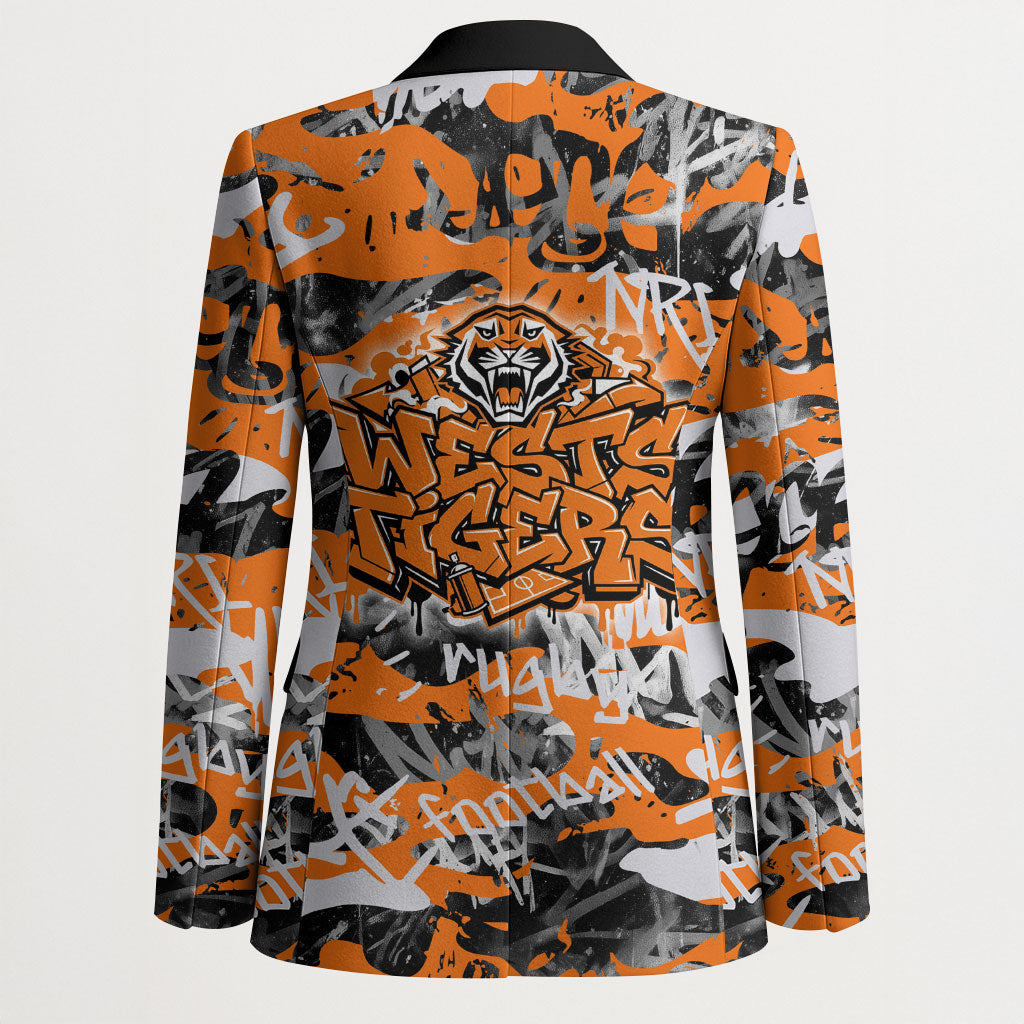 Wests Tigers Rugby Blazer Graffiti Typography Urban Camo Abstract Street Style