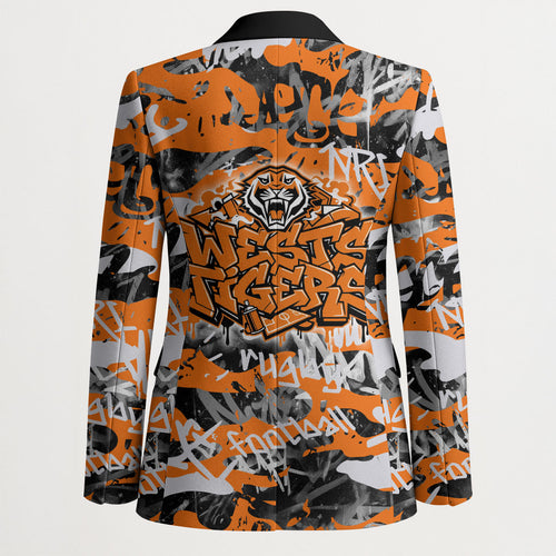 Wests Tigers Rugby Blazer Graffiti Typography Urban Camo Abstract Street Style