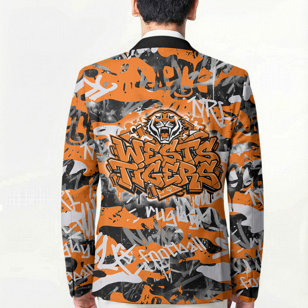 Wests Tigers Rugby Blazer Graffiti Typography Urban Camo Abstract Street Style